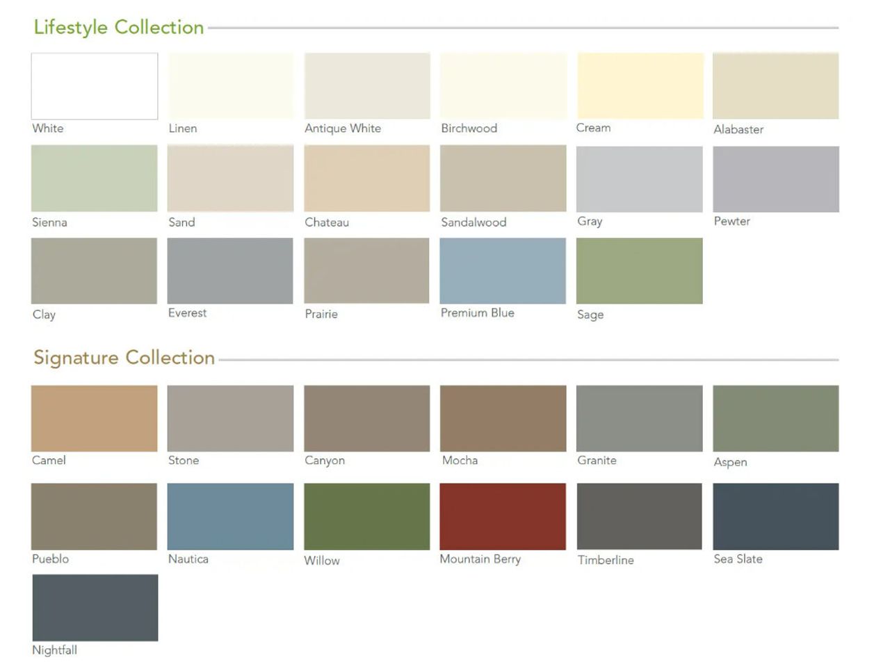 provia color swatches